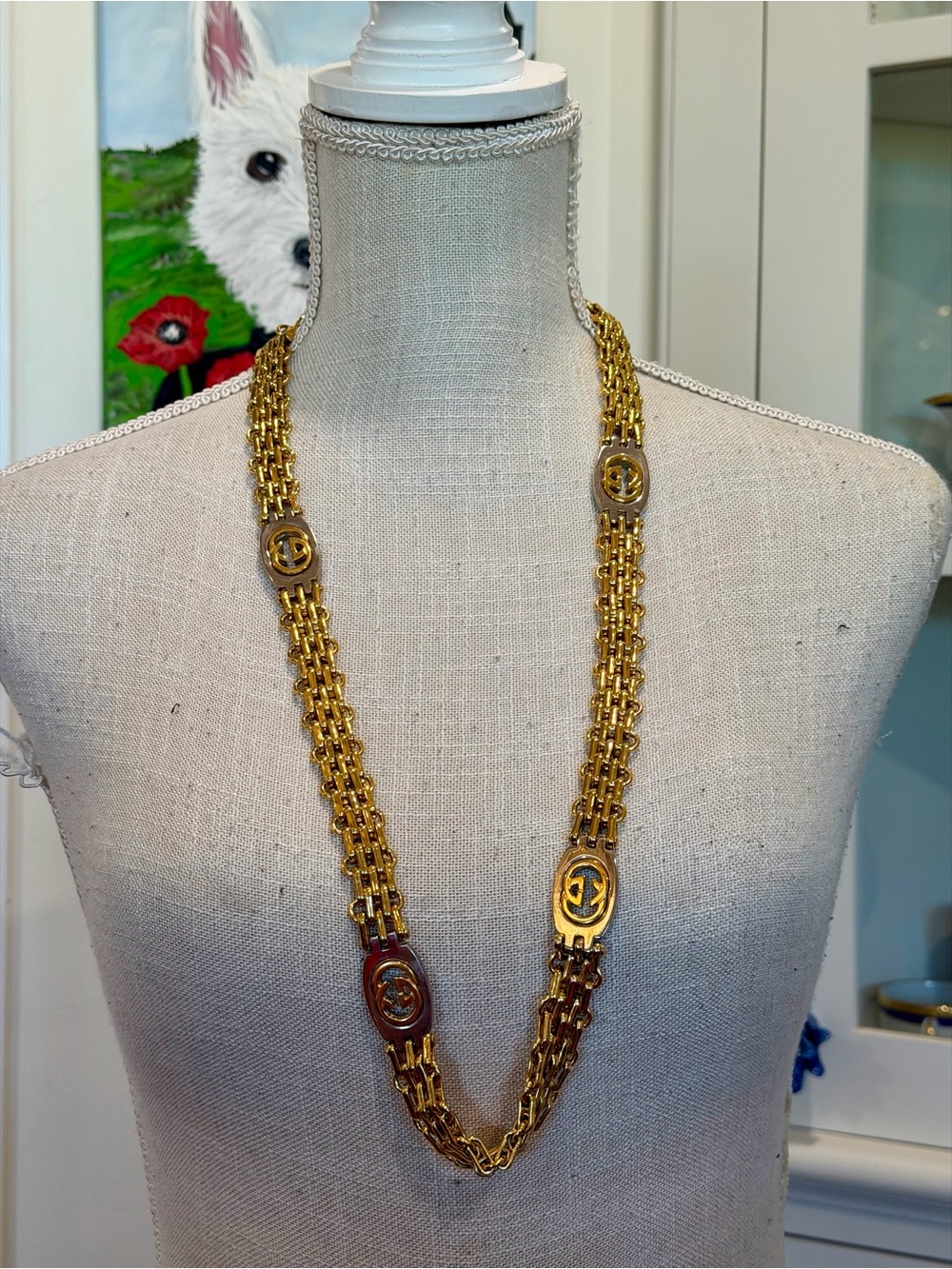 Gucci Gold-Tone Double G Pendant Chain Necklace - Picture 8 of 12